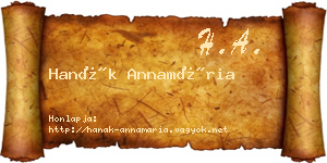 Hanák Annamária névjegykártya